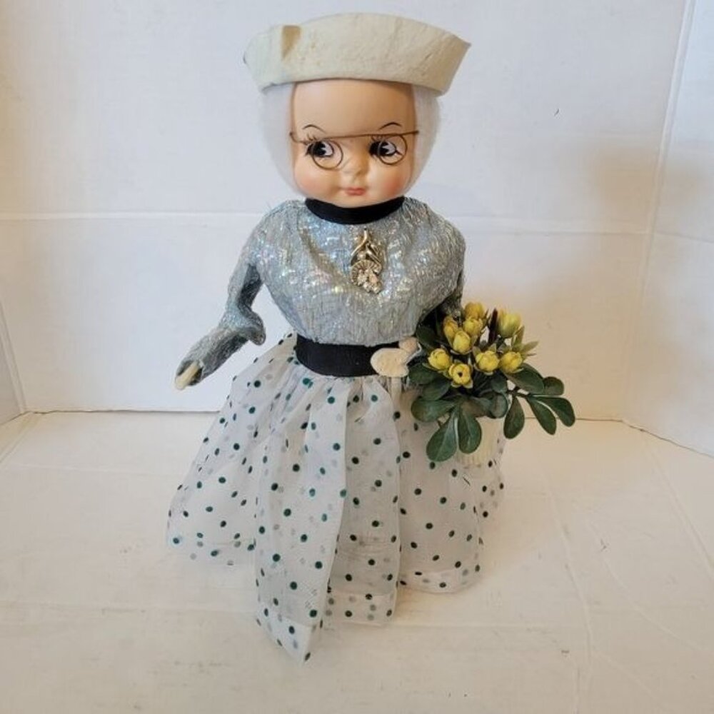 mid century  modern vintage old lady grandma doll mcm arts and crafts